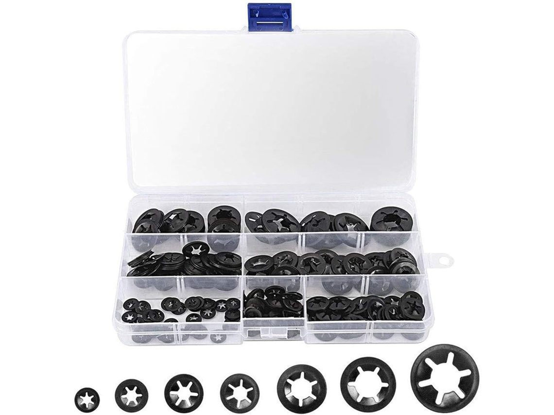 Kit Com 280 Arruelas Internas Dentadas, De Fixação E Peças Sortidas.