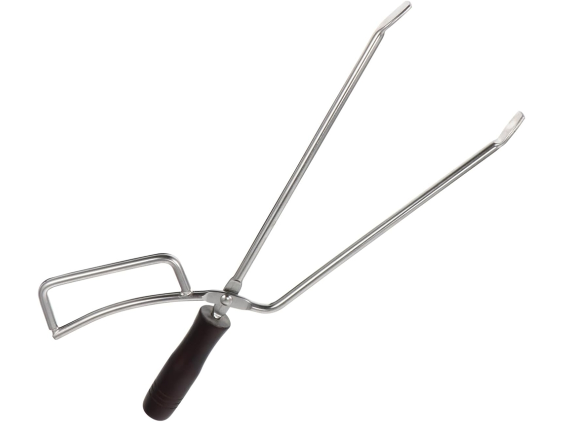 Pinça Para Churrasco Ibasenice Em Aço Inoxidável Resistente A Manchas, Com Cabo De Madeira Maciça Faia E Design
