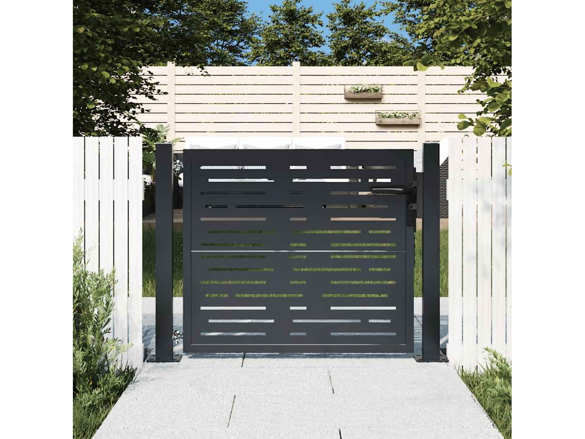 Vidaxl Portão De Jardim Antracite 100x75 Cm Aço Design Quadrado