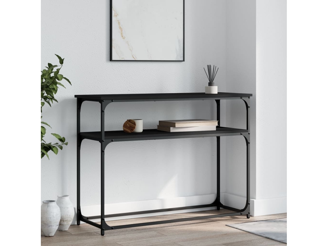 Vidaxl Mesa Consola 100x35,5x75 Cm Derivados De Madeira Preto