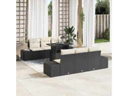 Vidaxl Conjunto De Sofás 7 Unid. Preto E Creme Vime Pe