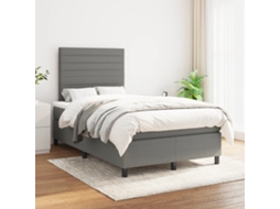 Vidaxl Cama Com Molas/colchão 120x200 Cm Tecido Cinzento-escuro
