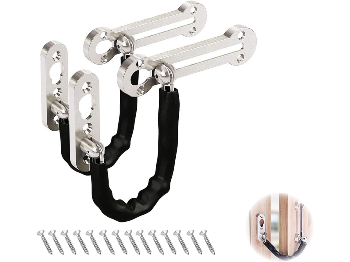 Conjunto De 2 Correntes Segurança Antifurto Para Porta Em Aço Inoxidável