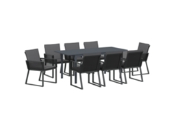 Conjunto 9 Conjunto De Jantar Para Jardim Vidaxl Antracite Vime Pe (180 X 80 X 74 Cm)