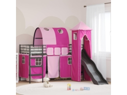 Vidaxl Estrutura De Beliche Para Crianças Preto E Rosa 90 X 190 Cm