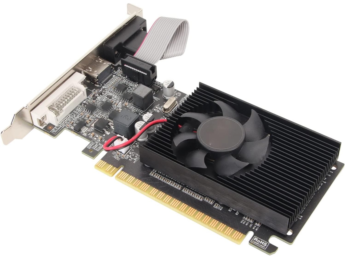 Placa gráfica DDR3 de 1 GB, interface multimídia HD de 64 bits para desktop, GPU para PC.