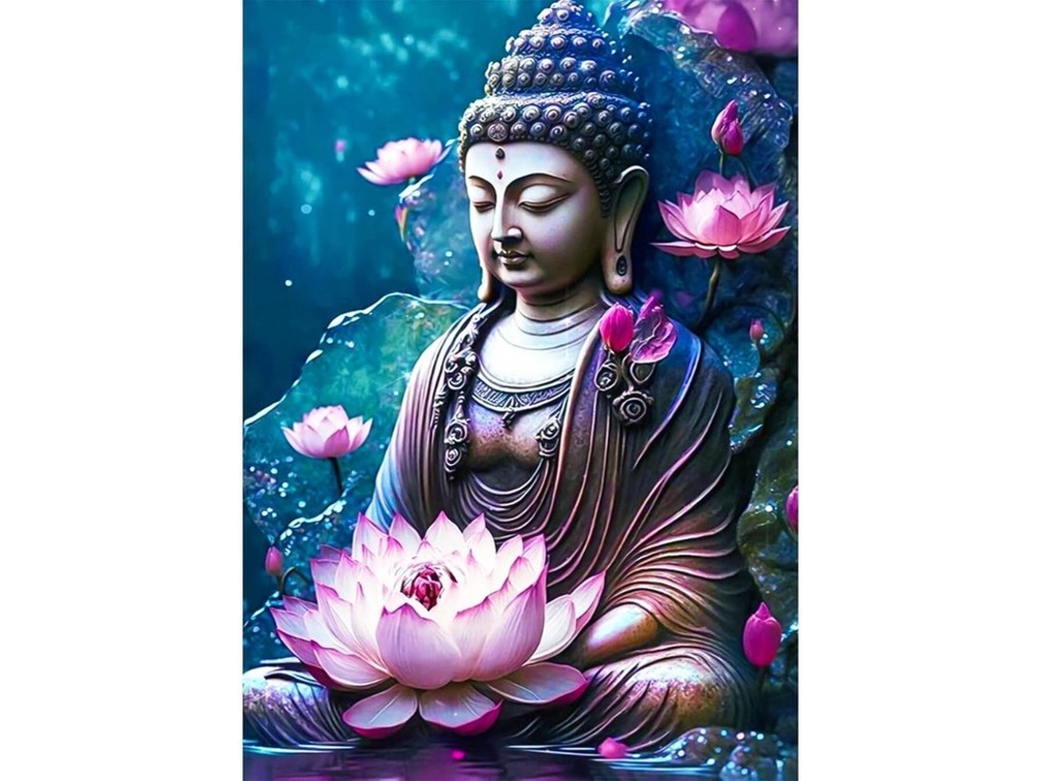 Escolha Sólida - Pintura De Diamantes 5d Buda Lotus - Arte Diy - Decoração De Parede 30 X 40 Cm - Oficina - Redução Do Estresse - Experiência De Reali