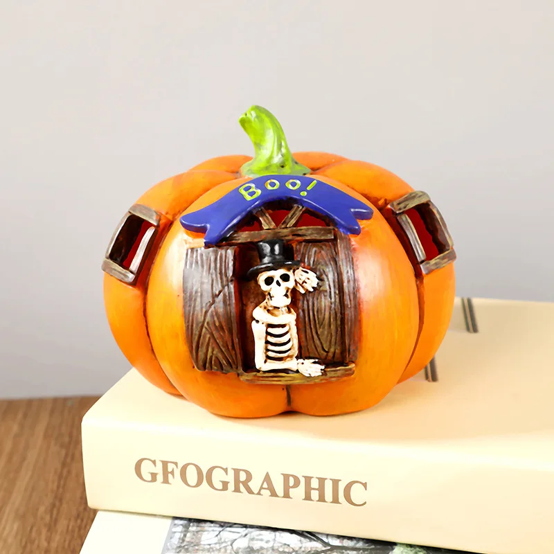 Enfeite Decorativo, Formato De Abóbora, Em Resina, Tema De Halloween, Para Casa, Mesa, Festas E Composição De Ambientes Sazonais