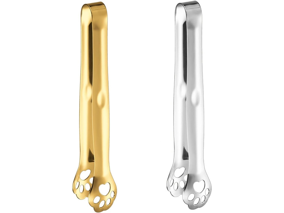 Conjunto De 2 Pinças Para Alimentos Em Formato Pata Gato Antiderrapantes Servir Cozinhar Bife Carne Refeições Aço