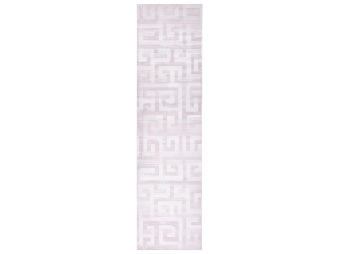 Alfombra Moderna Con Motivo Geométrico Beliani Beydag De Poliéster Beige 80x300