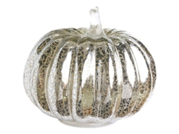 Lâmpada De Abóbora De Cristal Com Luz Led Prateada Para Halloween E Natal, Decoração De Casa