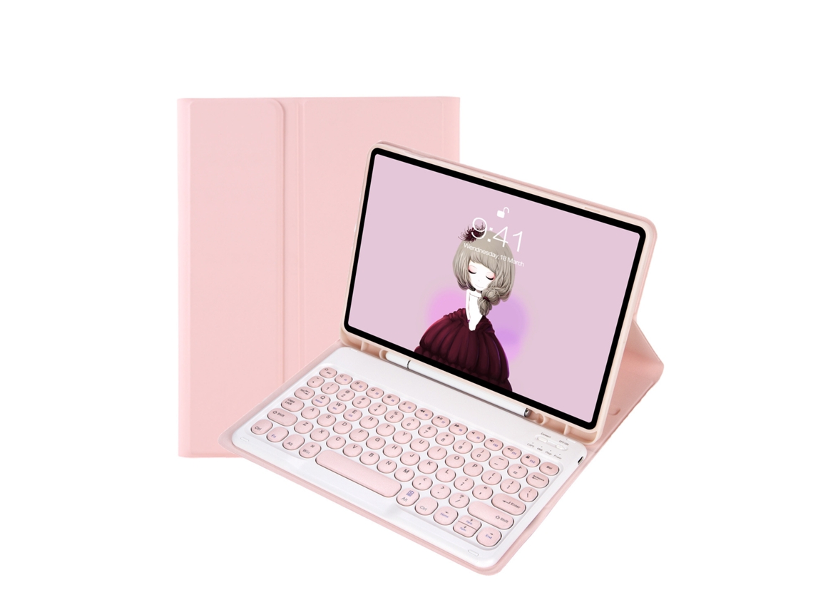 Capa Teclado CUICH para Samsung Galaxy Tab S9Fe 109 Polegadas com Teclado Bluetooth (Rosa) 