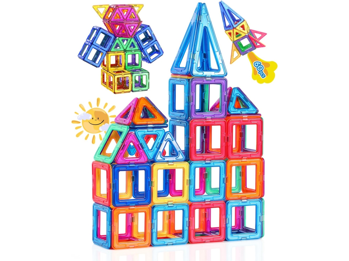 Puzzle Theefun 60 Piezas Clp-32 Bloques De Construcción Magnéticos, 60 Piezas Construcciones Magneticas Niños 3 4 5 6 7 8 Años De Creatividad Y