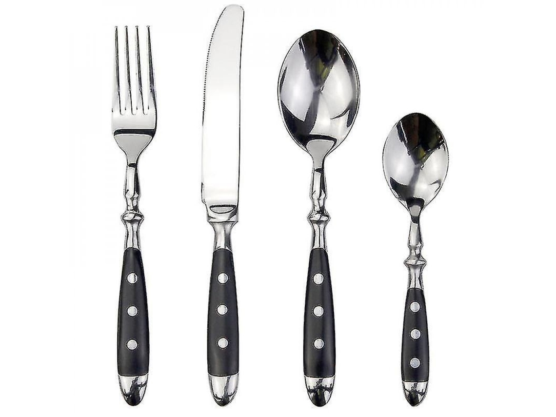 2026 set de Utensílios de Acero Inoxidable com Cabo de Resina Clássico para Casa, Restaurante e Presente 4 Peças 3152 Negro