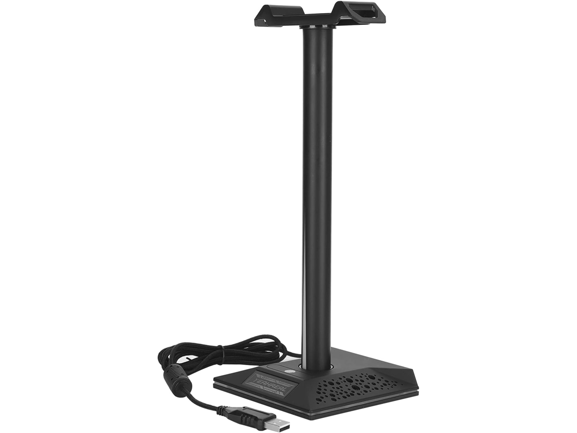 Suporte Para Fone De Ouvido Com Efeito Luz Rgb, Duas Portas Usb E Uma De 3, 5mm Para Gamers, Design Exclusivo Em Abs