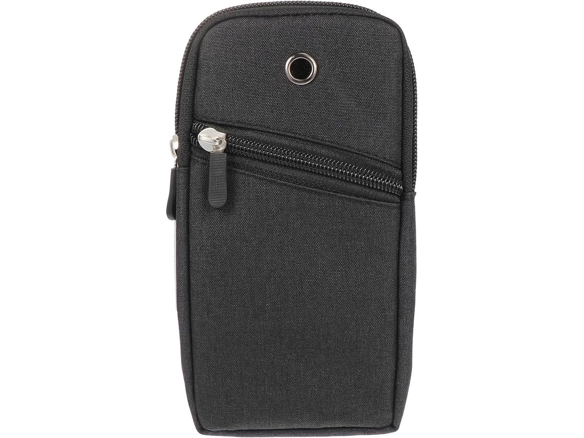 Capa De Celular Preta De 6 Polegadas Em Tecido Jeans, Com Suporte Para Celular De 5 Polegadas.