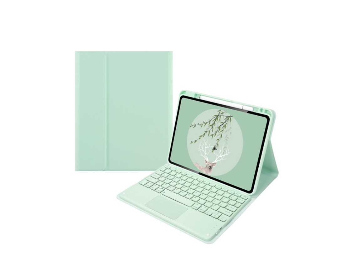 Capa Com Teclado Bluetooth E Touchpad Em Silicone Compatível Com Ipad Pro 11 2021/2020, Destacável, Cor Verde
