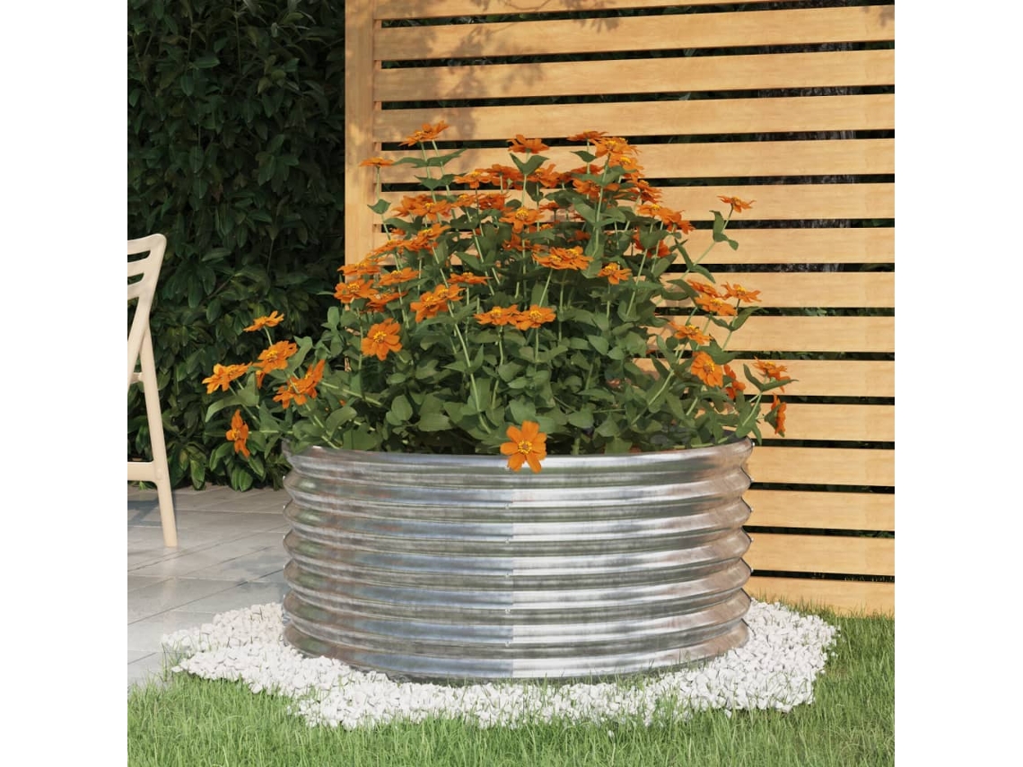 Vidaxl Vaso/floreira De Jardim Aço Galvanizado 80x80x36 Cm Prateado