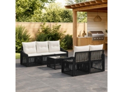 Vidaxl Conjunto De Sofá De Jardim 6 Unid. Preto Vime Pe