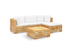 Maison Exclusive - 5 Pcs Conjunto Lounge Jardim C/ Almofadões Madeira Teca Maciça