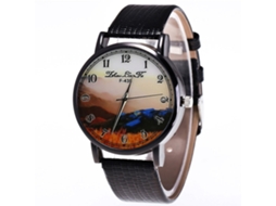 Reloj De Pulsera Unisex De Moda Con Correa De Cuero Pu, Dial Redondo, Cuarzo (negro)