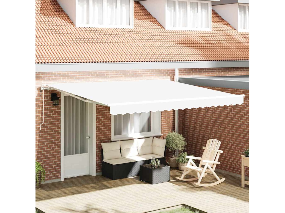 Vidaxl Toldo Retrátil Branco 400 × 350 Cm Tecido E Alumínio