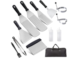 11 Paletas de Barbacoa de Acero Inoxidable, Conjunto Profesional de Herramientas para Parrilla Teppanyaki, Accesorios para Plancha