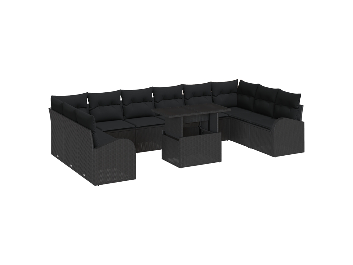 Conjunto 11 Conjunto De Sofá De Jardim Vidaxl Preto Vime Pe (100 X 55 X 73 Cm)