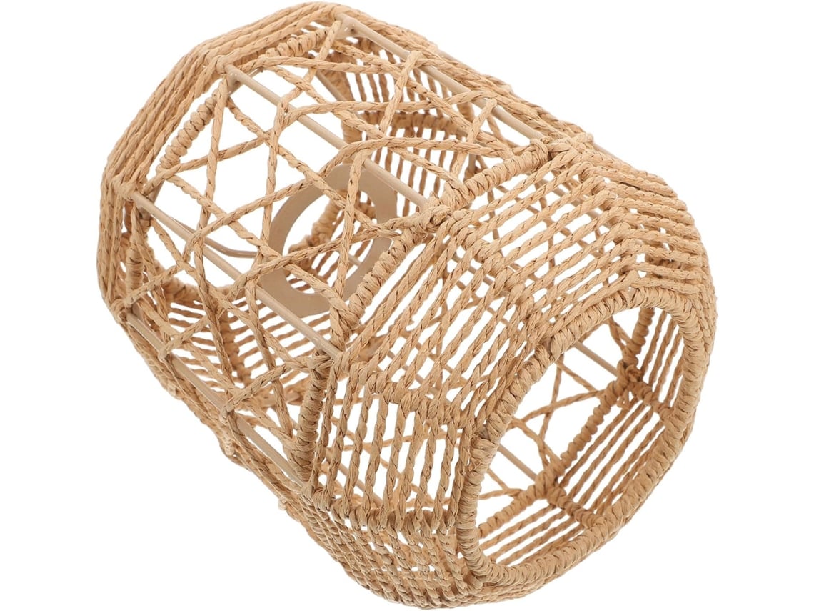Luminária Pendente Rústica em Rattan Sintético Trançado, Iluminação Ambiente para Sala de Jantar e Outros Espaços. SFUSHOS