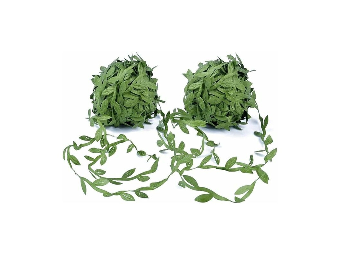 2 Rolos de Fita com Folhas Artificiais Hera Verde para Decoração Parede Casamento BRILVIBERA (40m)