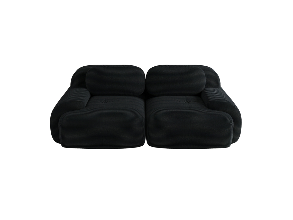 Sofá loveseat de veludo, modular, braços curvos, base antiderrapante, almofadas elásticas, preto ORBITRA COMMERCE