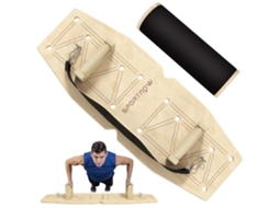 Conjunto De Barras Para Flexões, Com Placa De Treino E Faixas De Resistência, Madeira