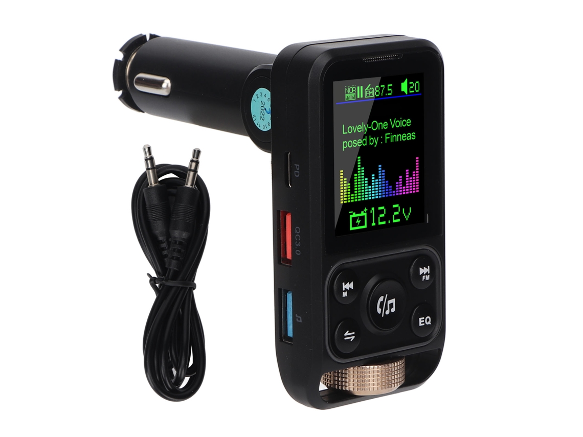 Adaptador bluetooth fm para coche, transmisor, cargador rápido pd30w qc18w, compatible con llamadas manos libres S/MARCA