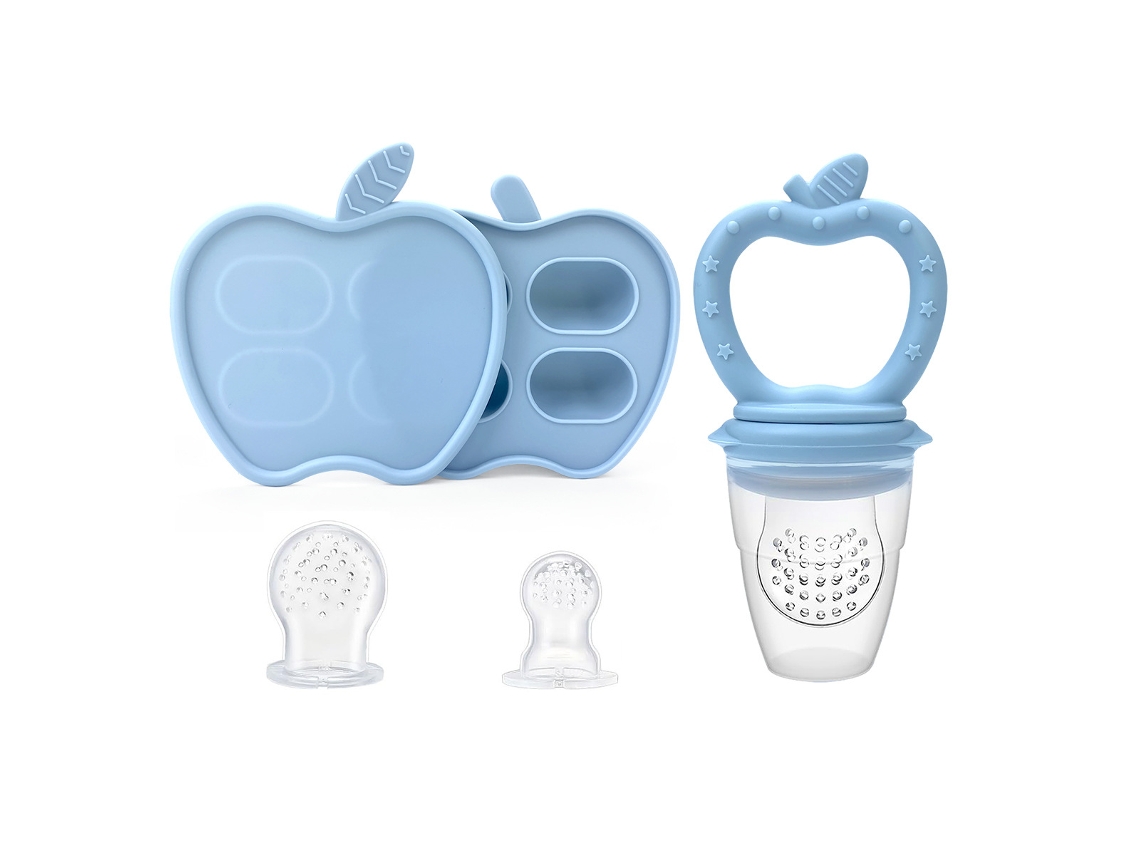 Alimentador Frutas Bebé EIFSON 6+ Meses com Molde Gelo Apenas Maçã Alivio Gengivas (azul)