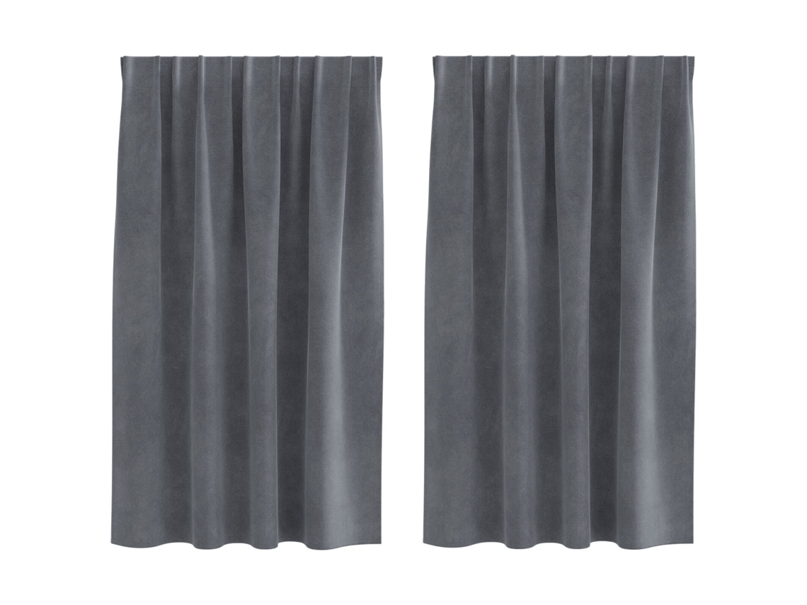 Conjunto 2 Cortinas Opacas Vidaxl Cinzento-claro Veludo (140 X 140 Cm)