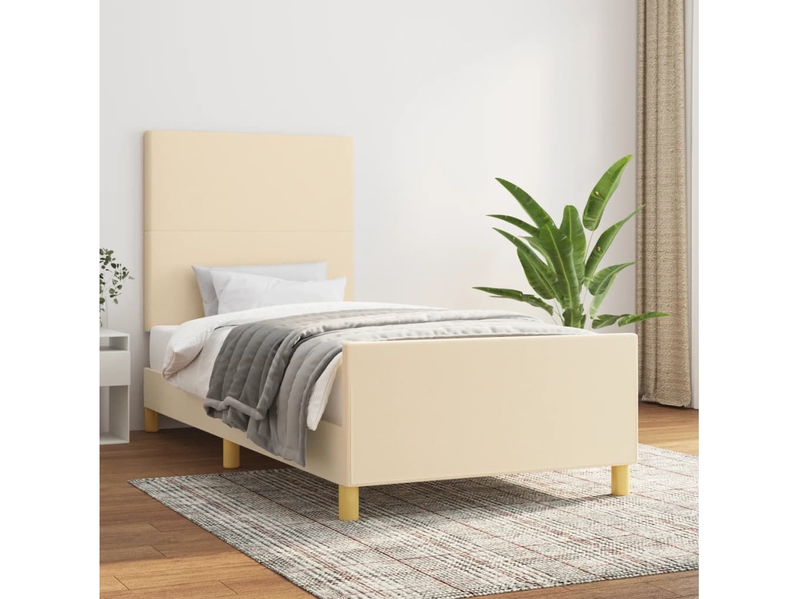 Cama De Solteiro | Camas Para Quarto | Estrutura De Cama Sem Colchão 80x200 Cm Creme