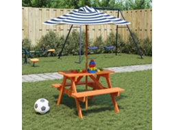 Vidaxl Mesa De Piquenique Para 4 Crianças Com Guarda-sol Abeto Maciço