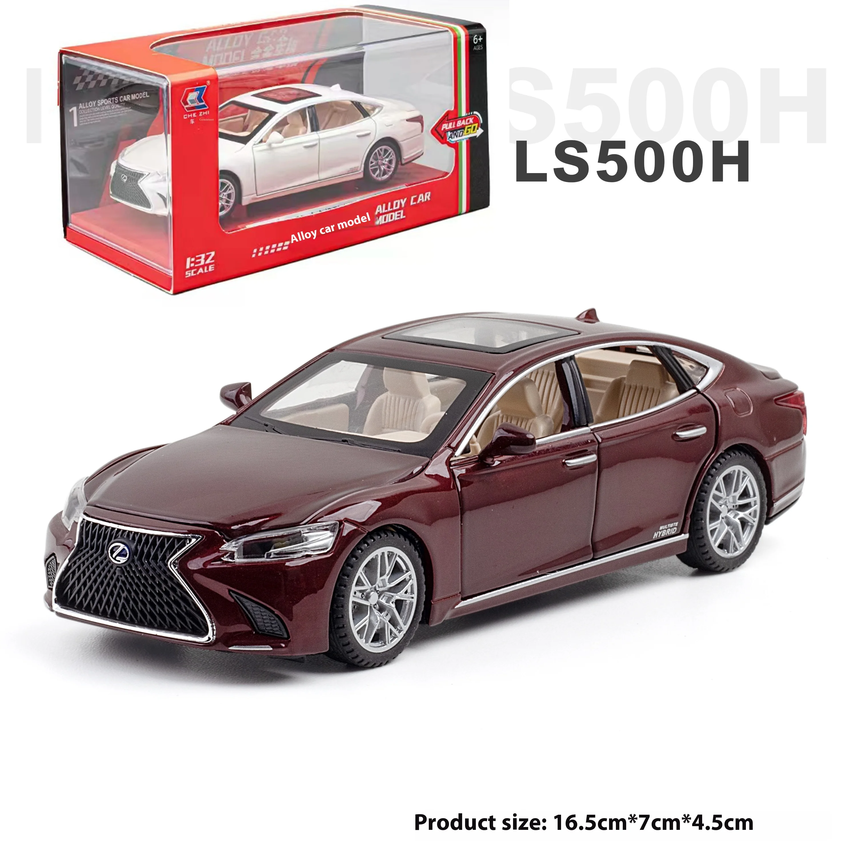 (vermelho) Miniatura De Carro Ls500 Em Liga Metálica Fundida, Escala 1:32, Com Som E Luz, Modelo Sedan.