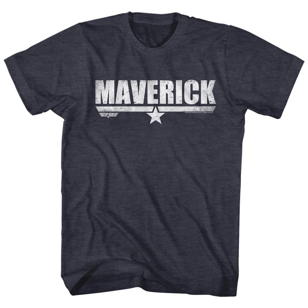 Rockinstone Top Gun Movie Maverick Heather Navy Adult T-shirt Size:xxl