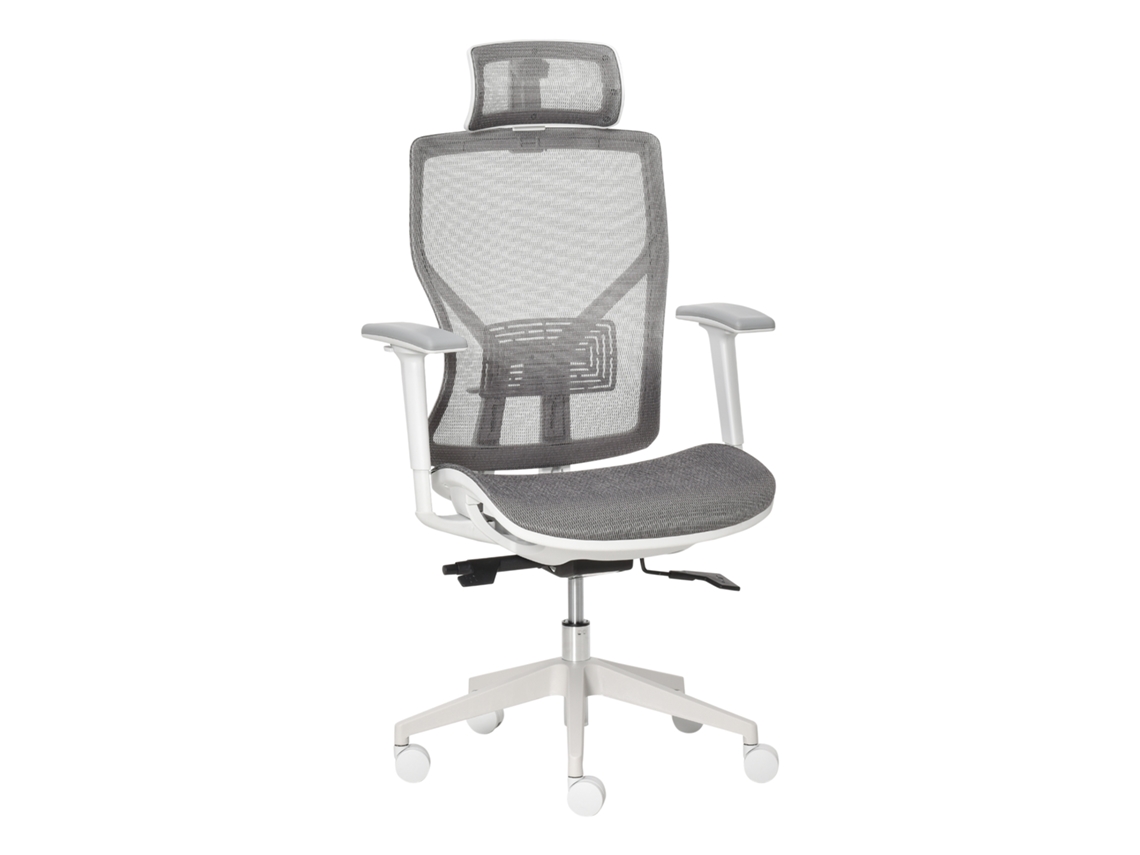 Cadeira De Escritório Giratória Cadeira De Escritório Com Altura Ajustável Apoio Para Os Braços Apoio Para A Cabeça 67x65x120-128cm Cinza