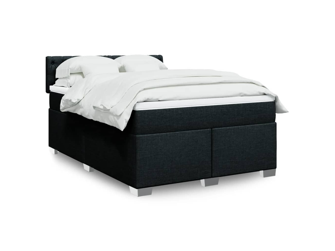 Vidaxl Cama Com Molas/colchão 140x200 Cm Tecido Preto