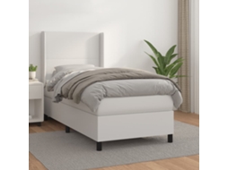 Vidaxl Cama Com Molas/colchão 100x200 Cm Couro Artificial Branco