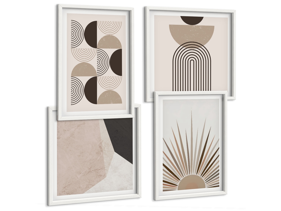 Composição De Quadros Formas Geométricas Abstratas Espelharte (4 Peças)
