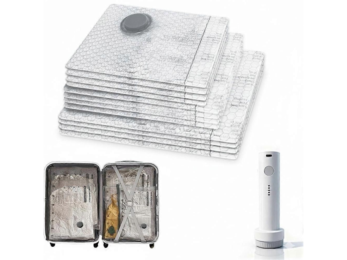 Pacote Com 12 Sacos A Vácuo Para Viagem Bomba Usb Recarregável, De Armazenamento Que Economizam Espa Ço Bagagens E Malas