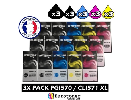 Pacote De Cartuchos De Tinta Compatíveis Com Canon 570/571 Xl Preto, Amarelo, Ciano, Magenta Marque Générique