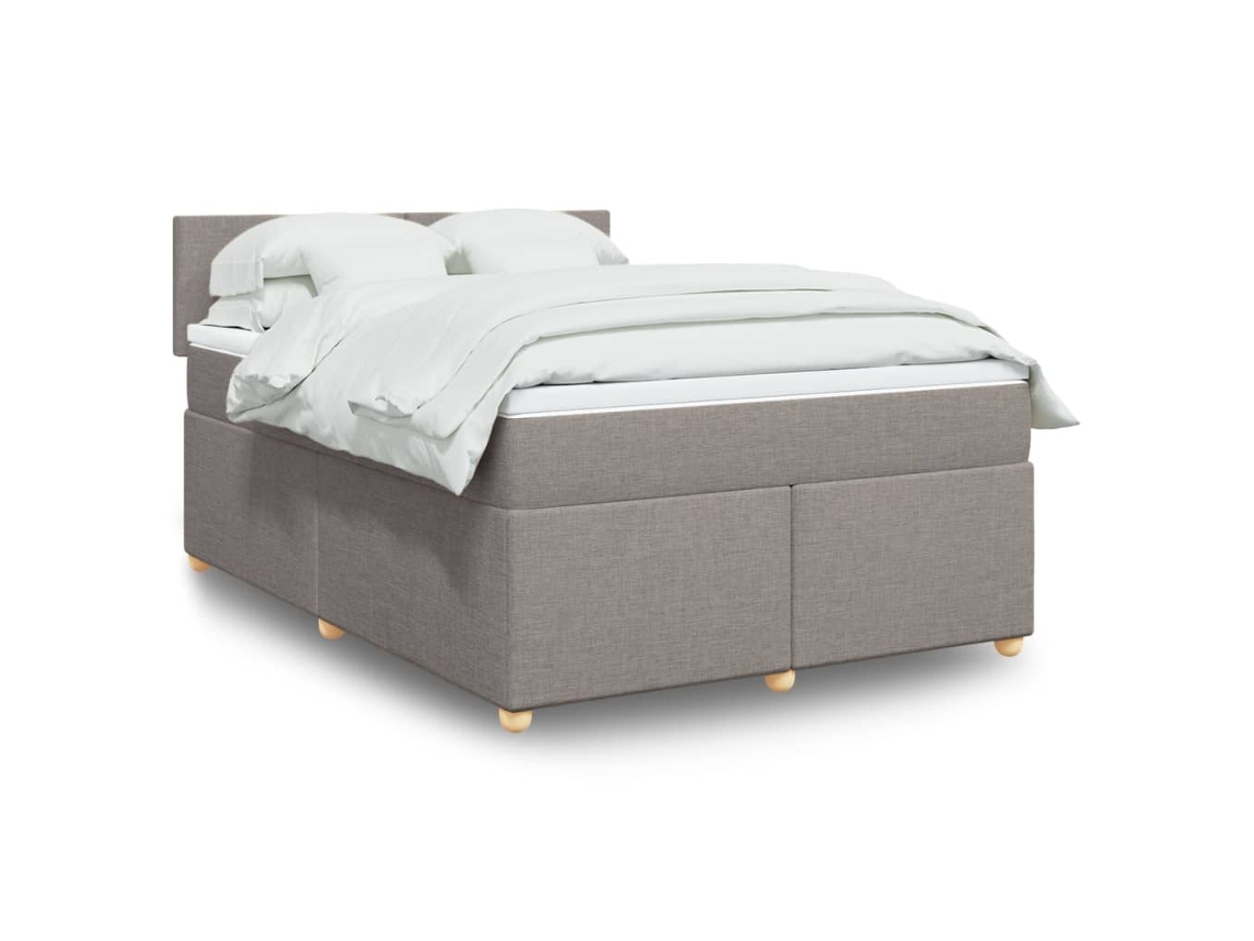 Vidaxl Cama Com Molas/colchão 140x190 Cm Tecido Castanho-acinzentado
