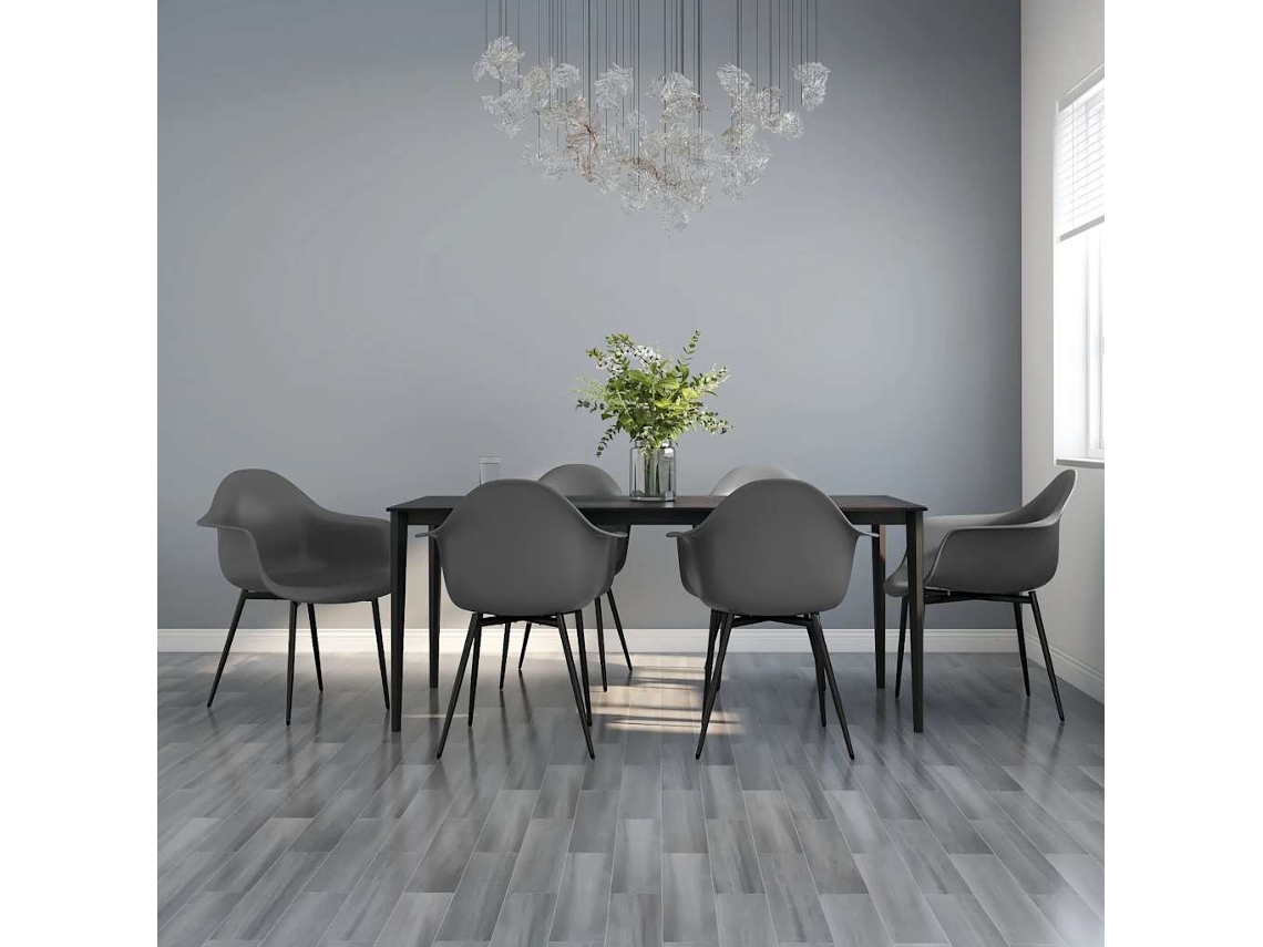 Vidaxl Cadeiras De Jantar 6 Pcs Pp Cinzento