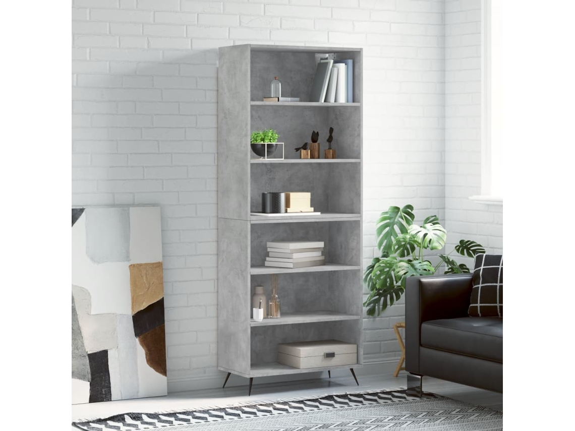 Vidaxl Armário Alto 69,5x32,5x180cm Derivados De Madeira Cinza Cimento