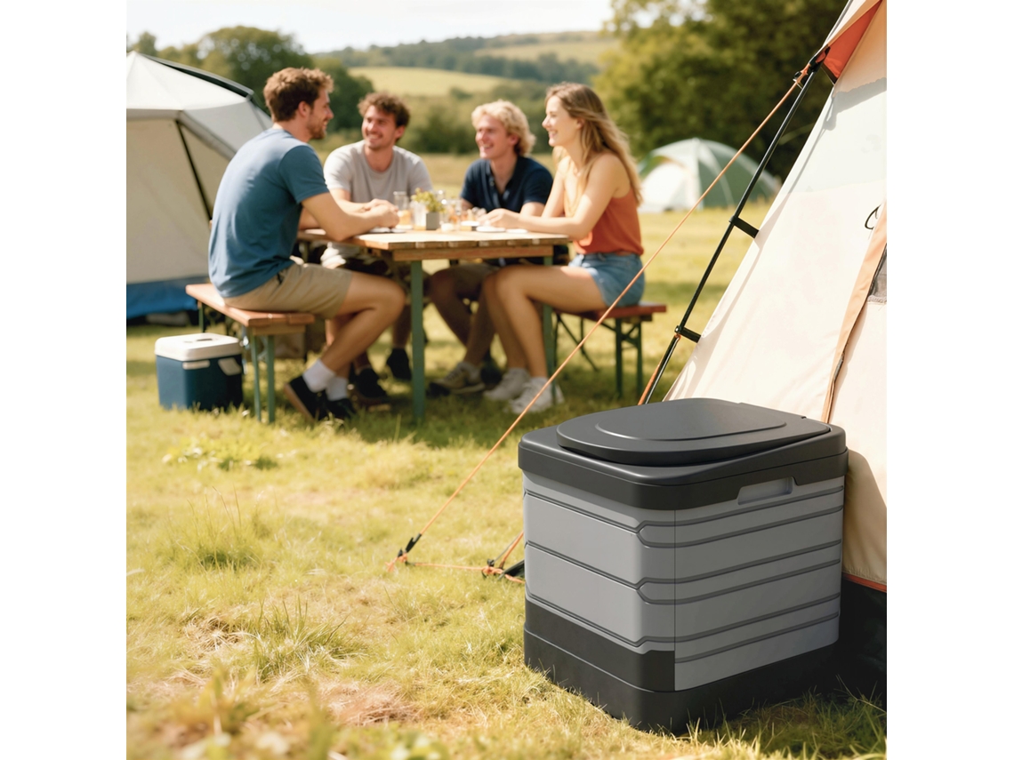 Campingtoilette Faltbare Reisetoilette Bis 150 Kg Mit 12 Gerinnungspulver-päckchen 12 Entsorgungsbeuteln 42 X 46 X 43,5 Cm Grau