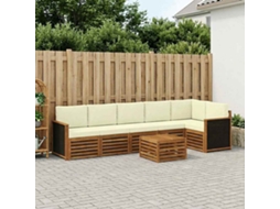 Vidaxl Conjunto De Sofás Para Exterior 6 Unid. Natural E Creme